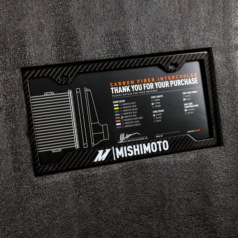 Mishimoto Universal Carbon Fiber Intercooler - Gloss Tanks - 525mm Silver Core - C-Flow - GR V-Band