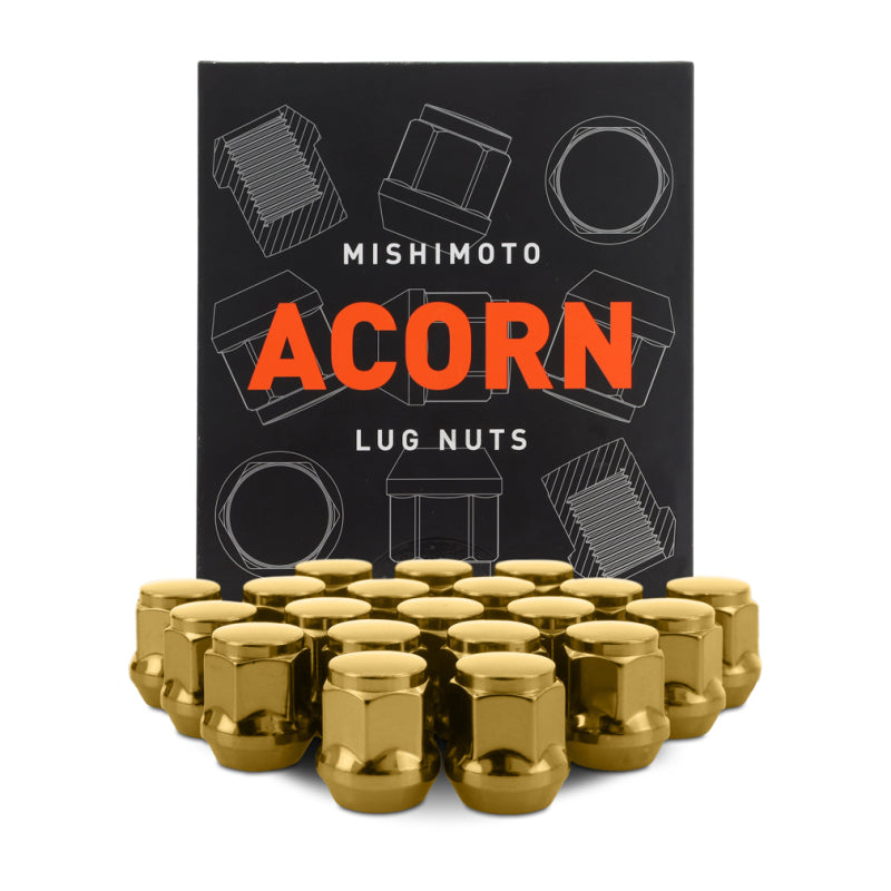 Mishimoto Steel Acorn Lug Nuts M12 x 1.5 - 20pc Set - Gold