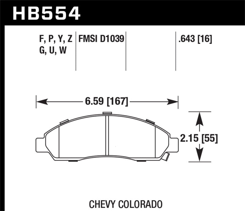 Hawk 04-08 Chevrolet Colorado LS/LT/WT DTC-70 Race Front Brake Pads