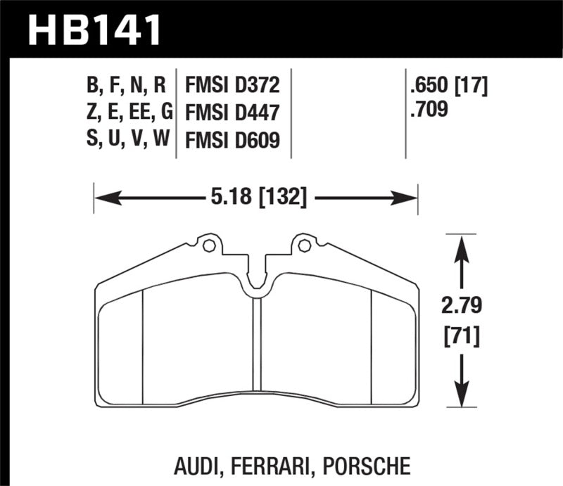 Hawk 94-96 Ferrari 456GT Rear / 91-94 Porsche 911 Rear / 94-98 Porsche 911 Front / 86-91 Porsche 928