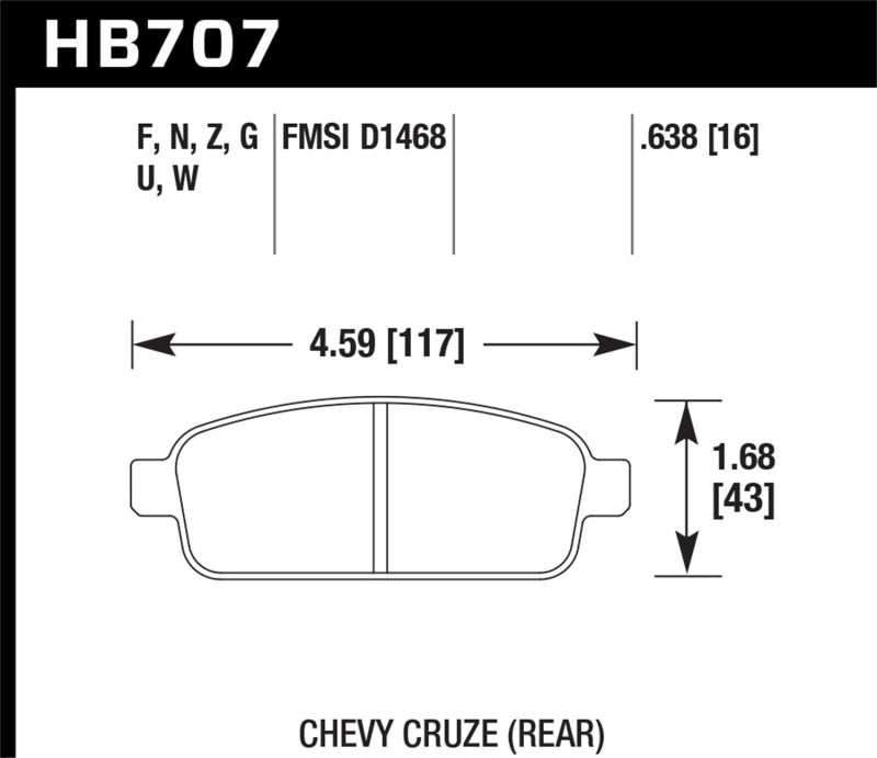 Hawk 11-12 Chevy Cruze Eco/LS/1LT/2LT/LTZ HP Plus Rear Street Brake Pads