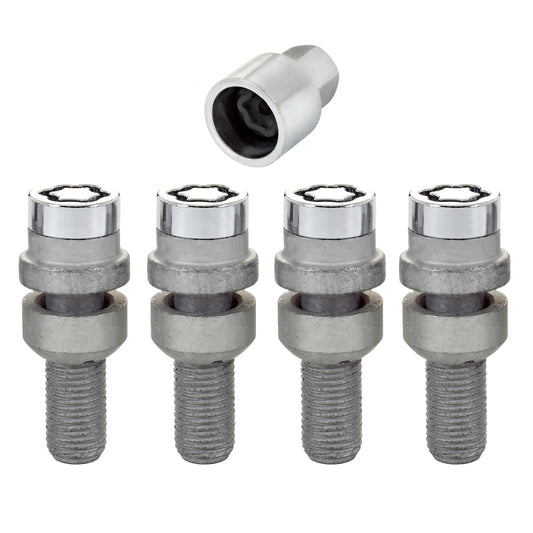 McGard Wheel Lock Bolt Set - 4pk. (Radius Seat) M14X1.5 / 17mm Hex / 28.2mm Shank Length - Chrome