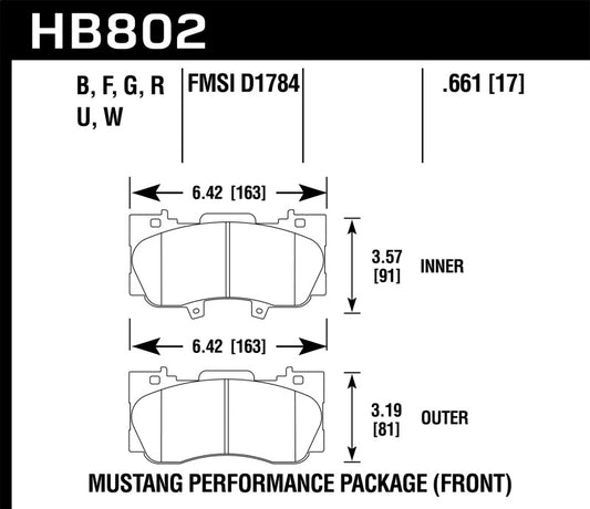 Hawk 15-17 Ford Mustang Performance Pkg (NON GT) HPS Front Brake Pads