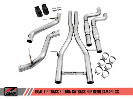 AWE Tuning 16-19 Chevy Camaro SS Resonated Cat-Back Exhaust - Track Edition (Diamond Black Tips)