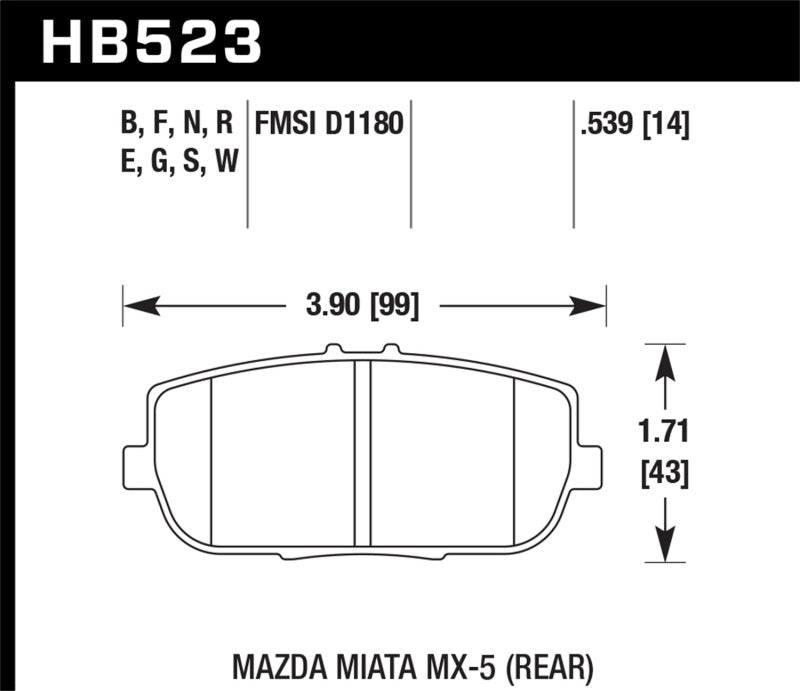 Hawk 06-16 Mazda MX-5 Miata HT-10 Race Rear Brake Pads