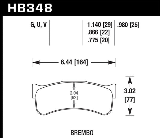 Hawk DTC-80 Brembo 25mm Race Brake Pads