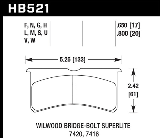 Hawk DTC-80 Wilwood BB SL 7420 20mm Race Brake Pads