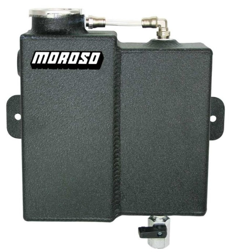 Moroso Universal Dual Coolant Expansion/Recovery Catch Tank - Black Powder Coat