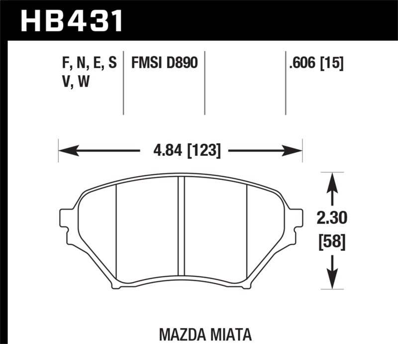 Hawk 01-05 Miata w/ Sport Suspension HT-10 Race Front Brake Pads D890