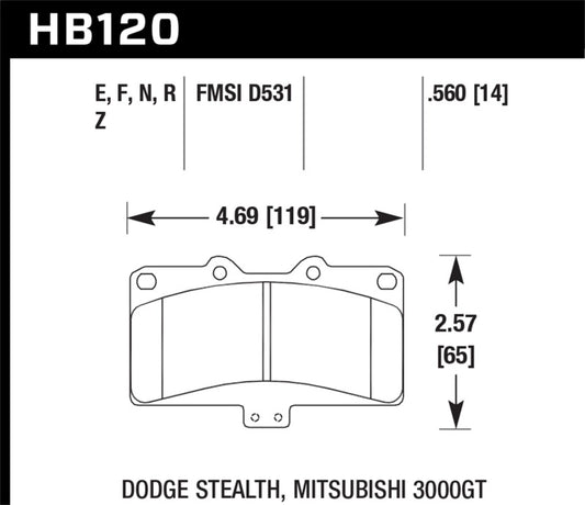 Hawk Mitsubishi 3000 GT VR4/ Dodge Stealth R/T 4WD HPS Street Front Brake Pads