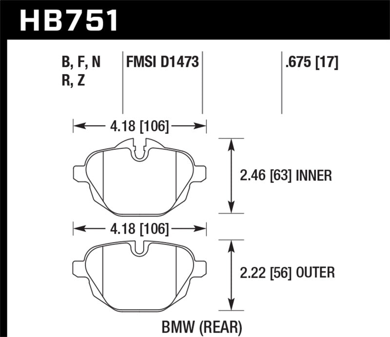 Hawk 2015 BMW 428i Gran Coupe / 11-16 535i / 11-16 X3/X4 HP Plus Rear Brake Pads