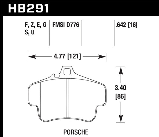 Hawk 99-00 Porsche 911 Carrera Carrera 2 Series 4 Piston Caliper HPS 5.0 Front Brake Pads