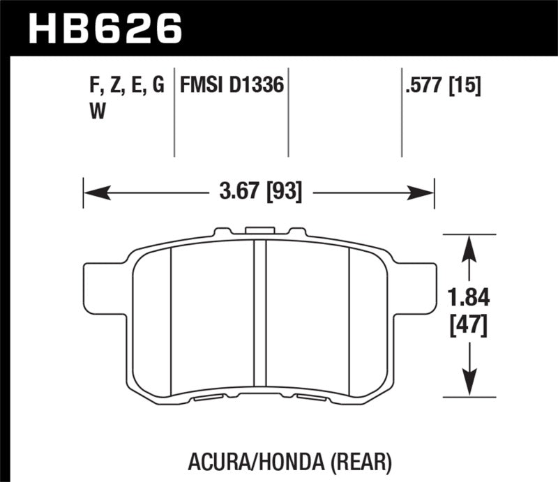 Hawk 04-09 Acura TSX DTC-60 Race Rear Brake Pads