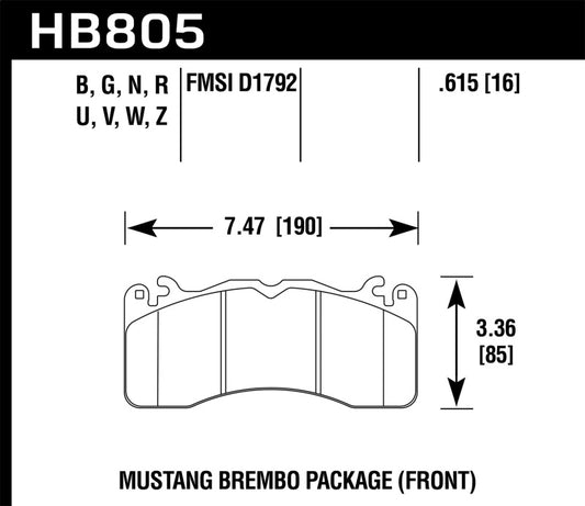 Hawk 15-17 Ford Mustang Brembo Package DTC-30 Front Brake Pads