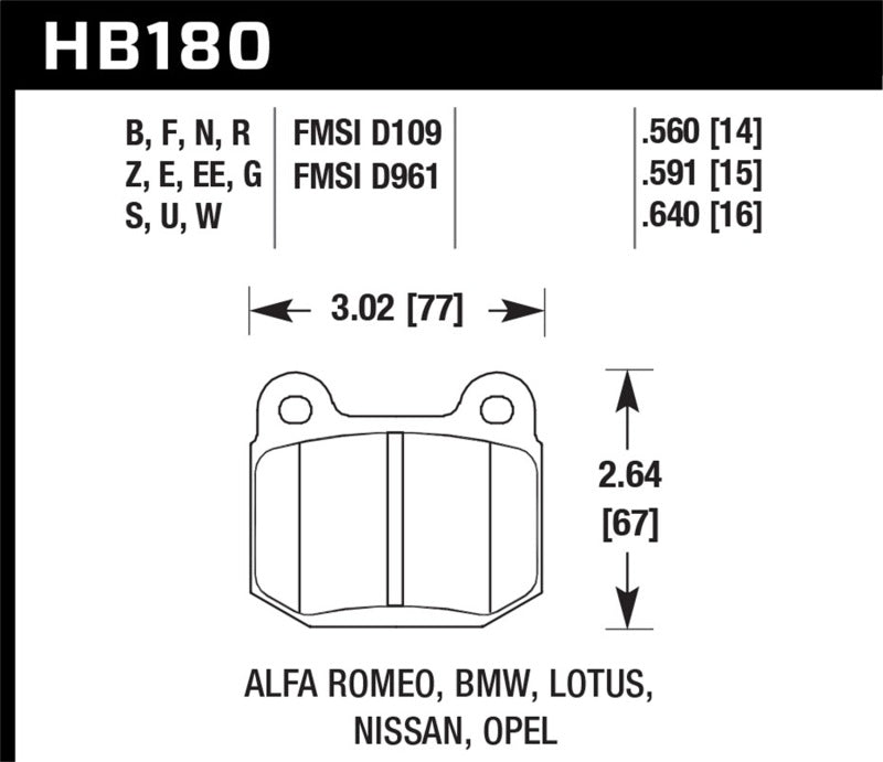 Hawk 03-08 Nissan 350Z (w/ Brembo Brakes) / 02-06 Mitsubishi Lancer Evo Blue 42 Rear Brake Pads