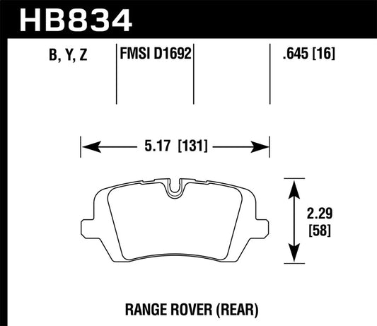 Hawk 13-16 Land Rover Range Rover / 14-16 Land Rover Range Rover Sport HPS 5.0 Rear Brake Pad