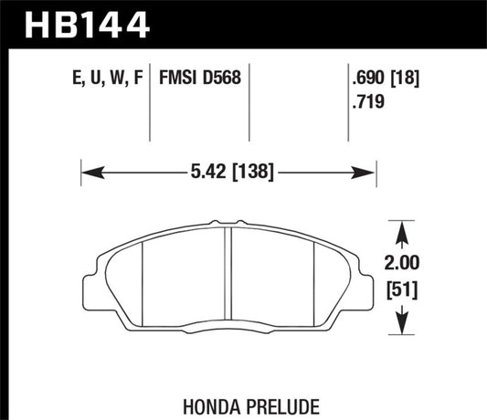 Hawk 92-96 Honda Prelude (w/o V-Tec) DTC-70 Race Front Brake Pads