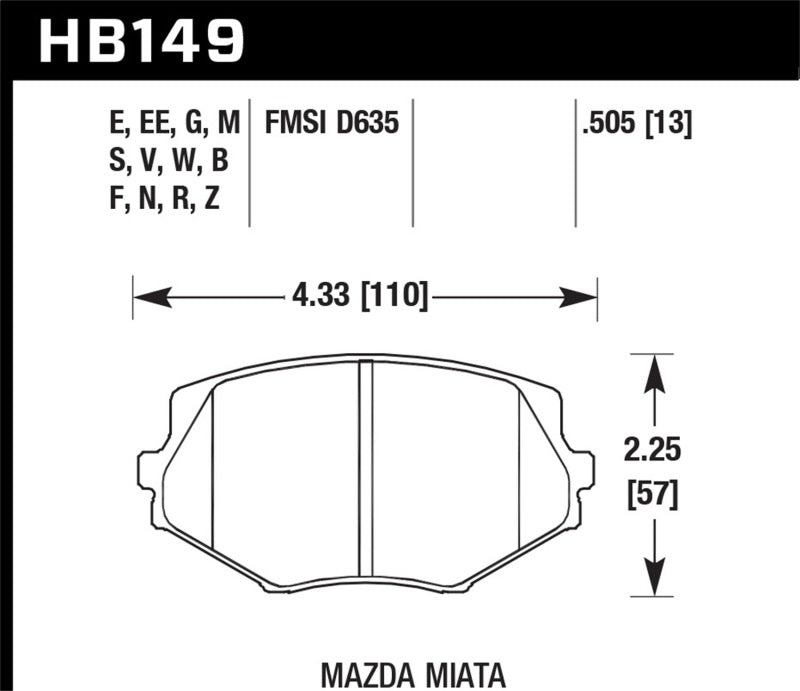 Hawk 94-05 Miata (01-05 Normal Suspension) DTC-50 Race Front Brake Pads D635