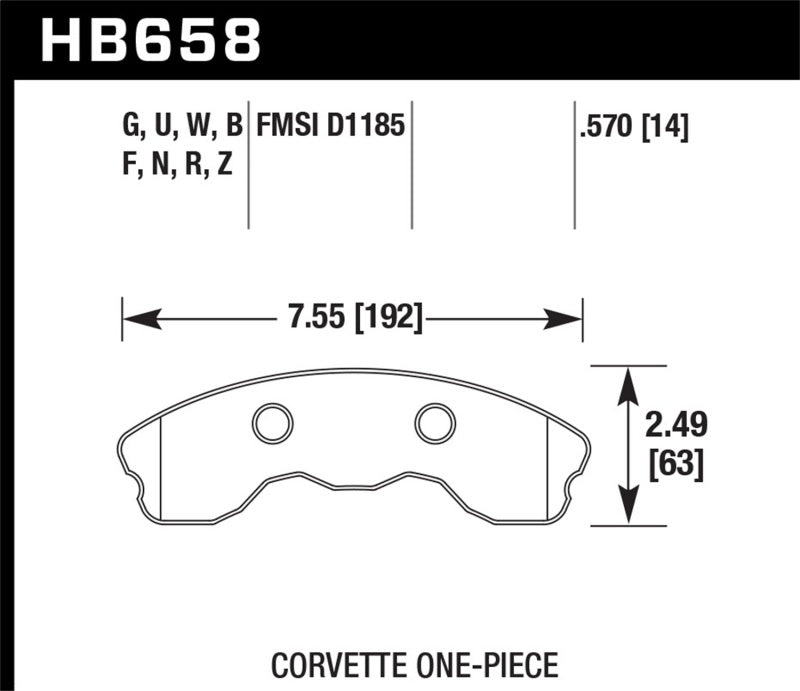 Hawk 2010-2013 Chevy Corvette Grand Sport (One-Piece Pads) ER-1 Motorsports Front Brake Pads