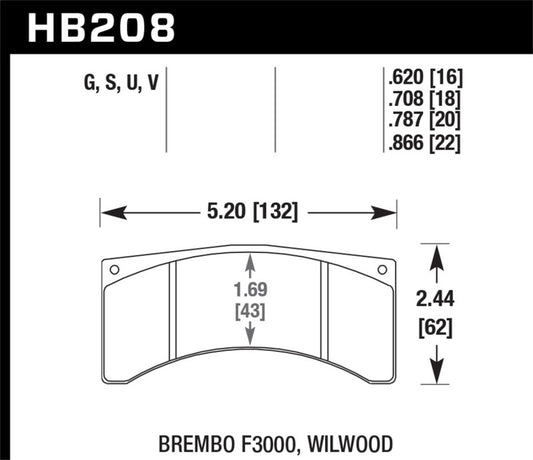 Hawk Brembo F3000/Wildwood HT-10 Race Rear Brake Pads