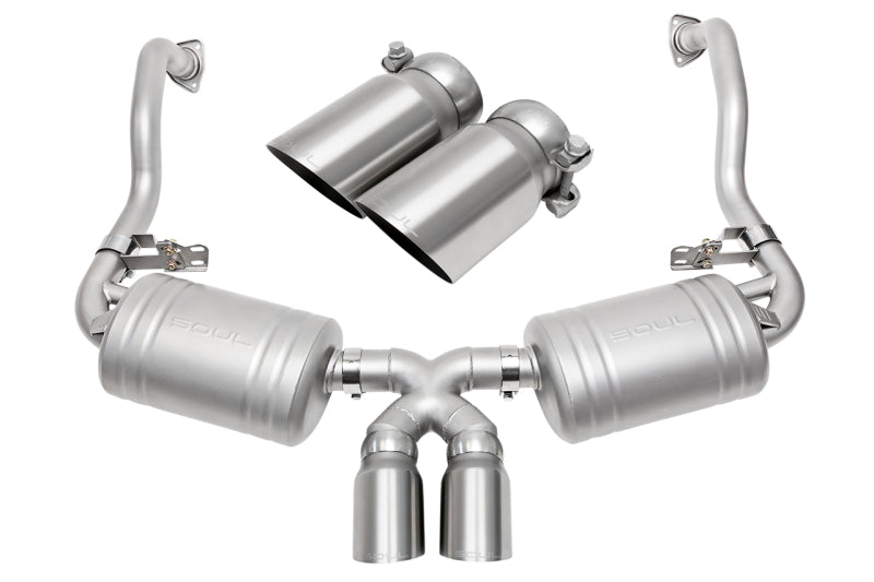 SOUL 05-08 Porsche 987.1 Cayman / Boxster Performance Exhaust - Slash Cut Brushed Finish Tips