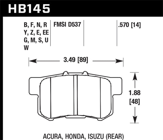 Hawk 06+ Civic Si / 97-01 Integra Type-R / 03-06 RSX / 04-08 TSX / 03-07 Honda Accord / 97-01 Prelud