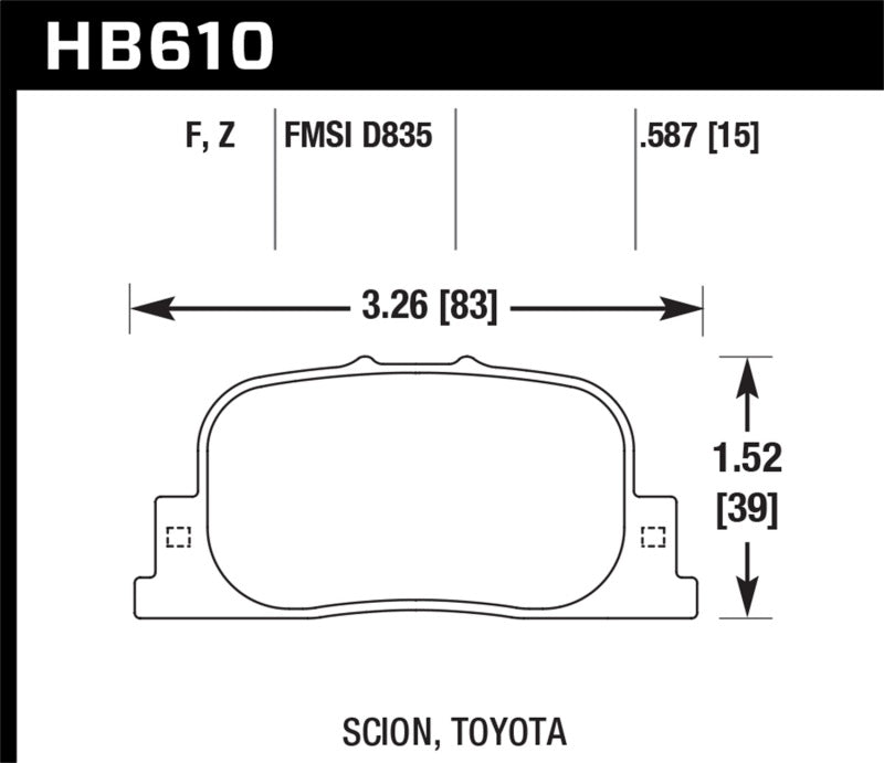 Hawk 05-09 Scion tC / 00-01 Lexus ES300 Performance Ceramic Street Rear Brake Pads