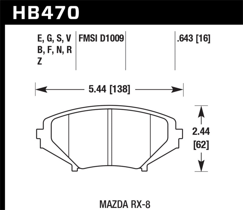 Hawk 04-11 Mazda RX-8 HT-14 Front Race Pads