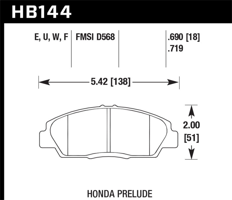 Hawk 92-96 Honda Prelude (w/o V-Tec) DTC-70 Race Front Brake Pads