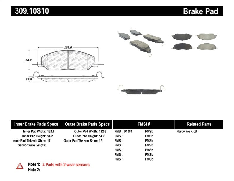 StopTech Performance 05-09 Ford Mustang Cobra/Mach 1 V6/GT / 10 Shelby/Shelby GT Front Brake Pads