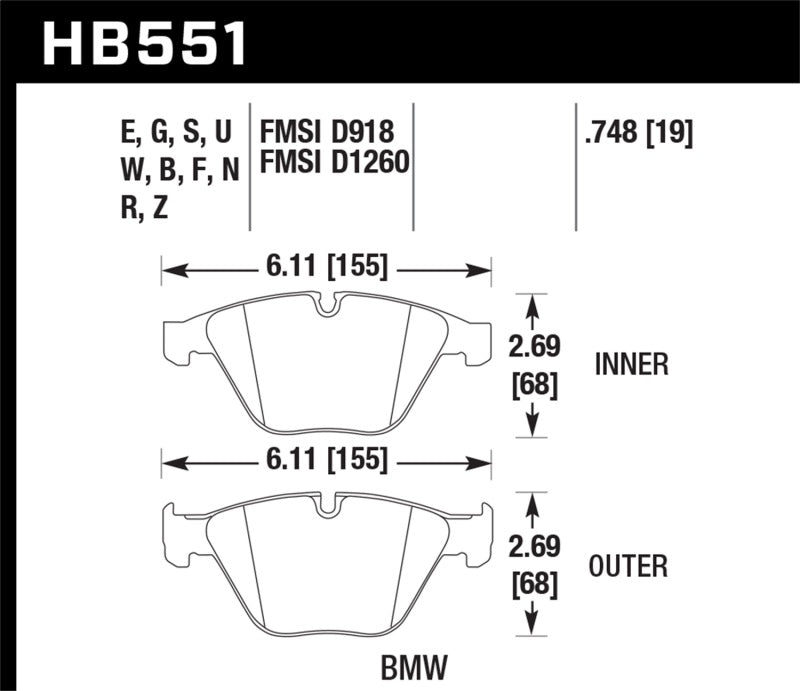 Hawk DTC-80 08-13 BMW M3 Front Race Brake Pads