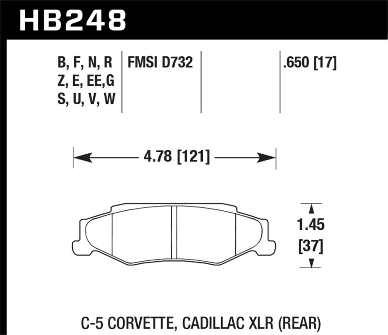 Hawk 04-09 Cadillac XLR / 97-11 Chevrolet Corvette DTC-60 Race Rear Brake Pads