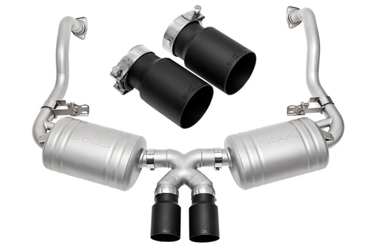 SOUL 05-08 Porsche 987.1 Cayman / Boxster Performance Exhaust - Straight Cut Satin Black Tips