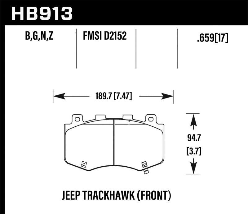 Hawk 18-19 Jeep Grand Cherokee Performance Ceramic Street Front Brake Pads