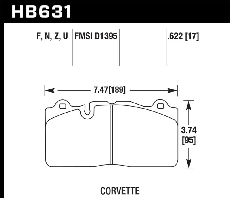 Hawk 09-11 Corvette Z06/ZR-1 (w/Carbon Ceramic Brake Package and Iron rotors) HP+ Autocross Front Br