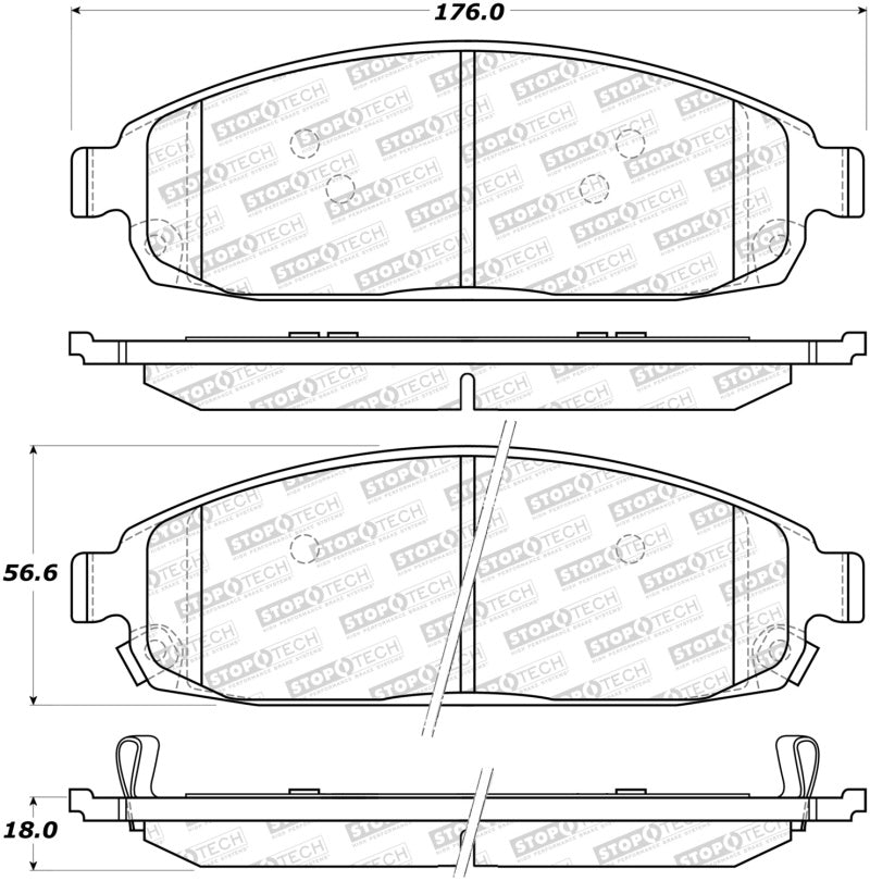 StopTech Sport Brake Pads w/Shims and Hardware - Rear