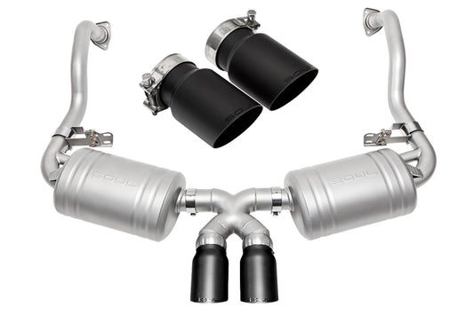 SOUL 05-08 Porsche 987.1 Cayman / Boxster Performance Exhaust - Slash Cut Satin Black Tips