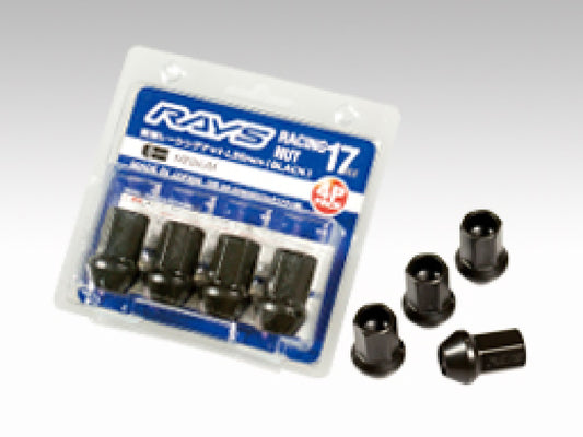 Rays 17 Hex Racing Lock Nut Set L35 Medium Type 12x1.25 - Black Chromate (4 Pieces)