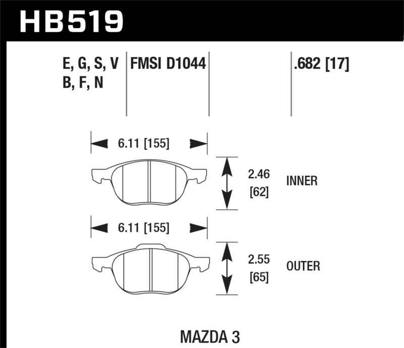 Hawk 04-11 Mazda 3S / 08-12 Volvo C30 HT-14 Race Front Brake Pads