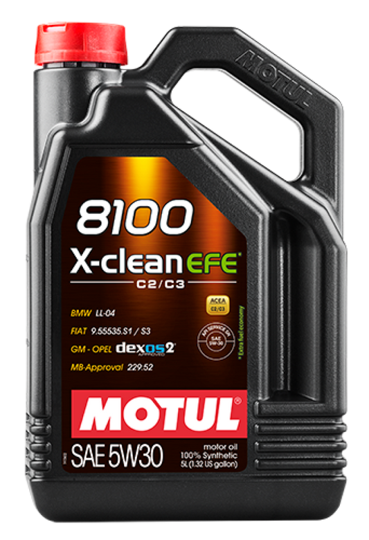 Motul 5L Synthetic Engine Oil 8100 5W30 X-Clean EFE