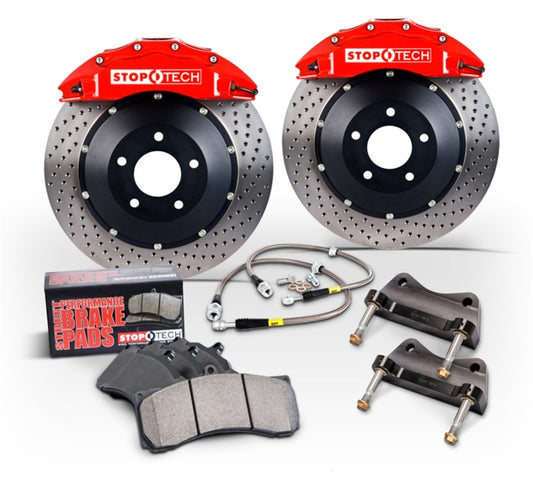 StopTech 15 Audi S3 / 15 VW Golf R Front BBK w/ Black ST-40 Caliper Zinc Slotted 355X32 2pc Rotor