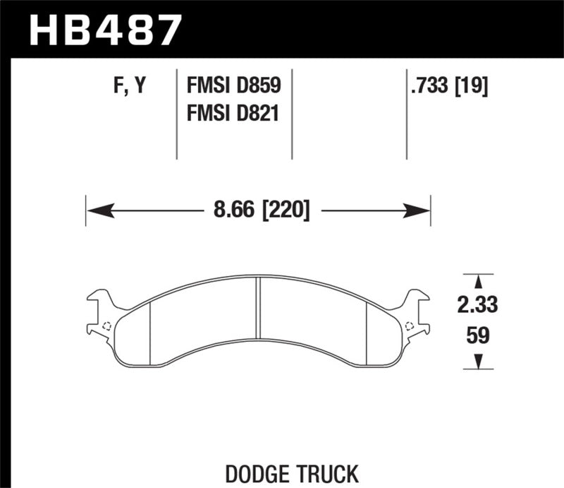 Hawk 2001 Ram 2500 Pick HPS Street Rear Brake Pads