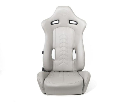 NRG Reclinable Sport Seats (Pair) The Arrow Grey Vinyl w/ Pressed NRG logo w/ Grey Stitch