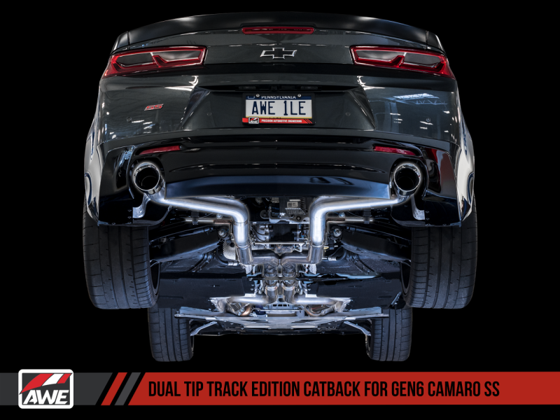 AWE Tuning 16-18 Chevy Camaro SS Resonated Cat-Back Exhaust - Track Edition (Chrome Silver Tips)