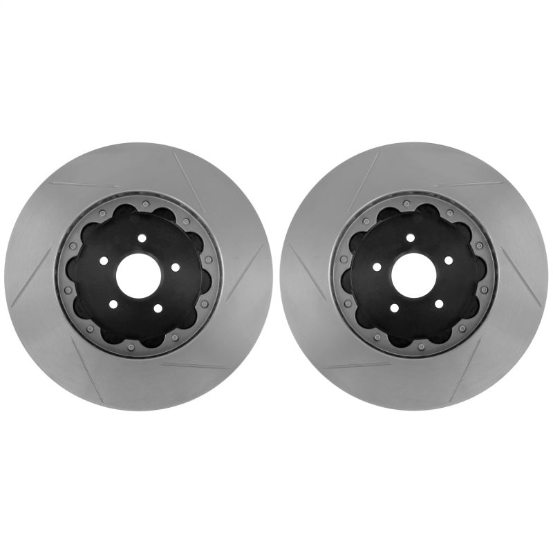 StopTech 08-16 Mitsubishi Lancer Evo X AeroRotor 2pc Slotted and Zinc Plated Front Rotor (Pair)