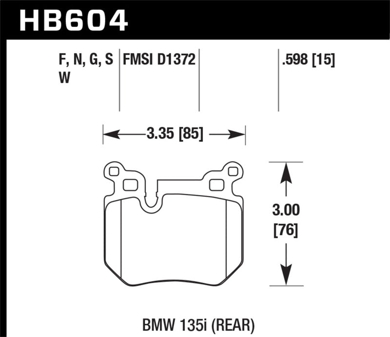 Hawk BMW 135i DTC-30 Race Rear Brake Pads