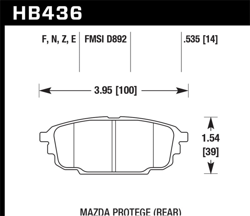 Hawk 01-03 Mazda Protege / 02-03 Mazda Protege5 Blue 9012 Race Rear Brake Pads