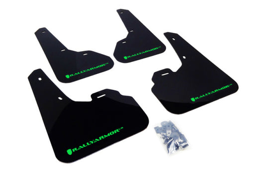 Rally Armor 10-13 Mazda3/Speed3 Black UR Mud Flap w/ Green Logo