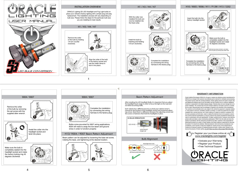 Oracle H7 - S3 LED Headlight Bulb Conversion Kit - 6000K