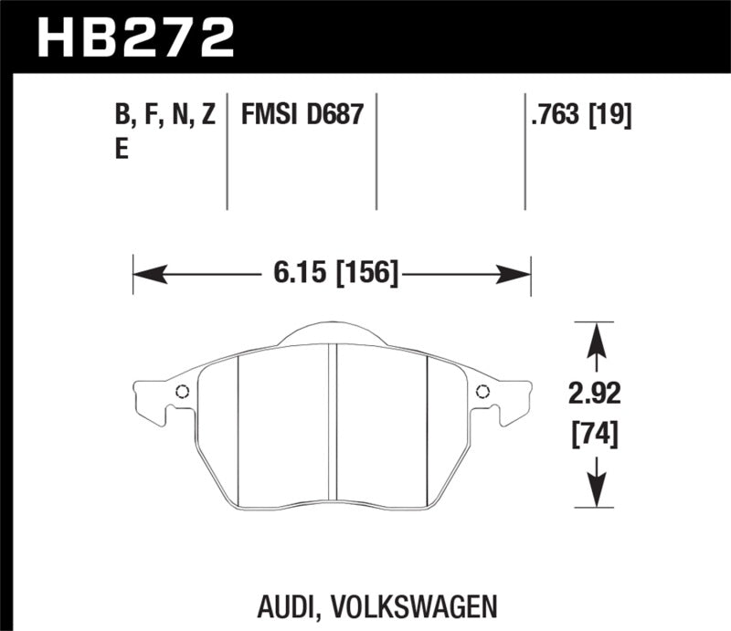 Hawk 00-06 Audi TT 1.8 HPS Street Front Brake Pads